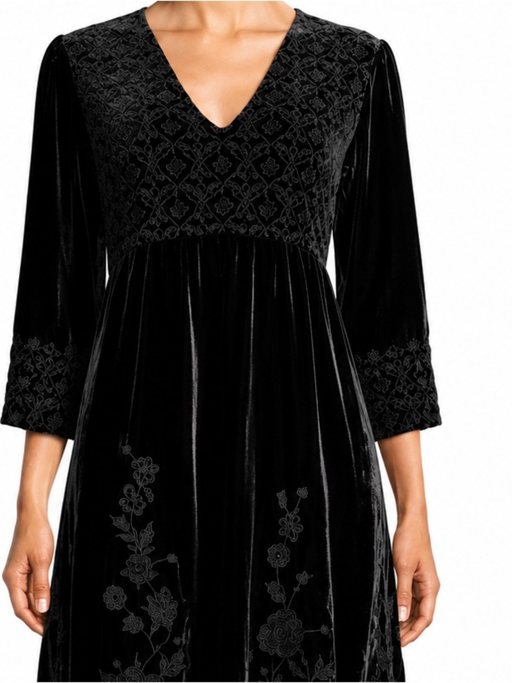 Johnny Was Parnell heavily embroidered velvet dress NWT RARE - Picture 3 of 13